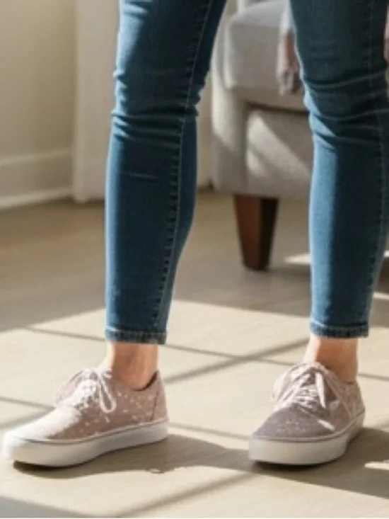 Vans Authentic Platform 2.0 Suede Polka Dot Sneakers - Light Pink & White Size 8 - Picture 14 of 14